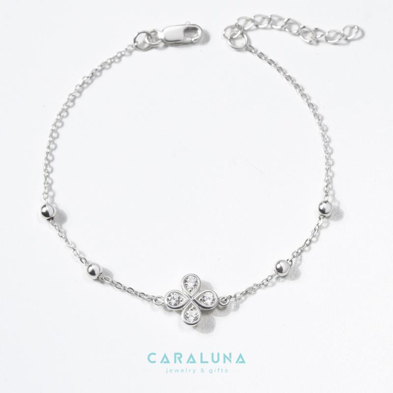 Lắc Tay Bạc 925 Cỏ 4 Lá Đính Đá