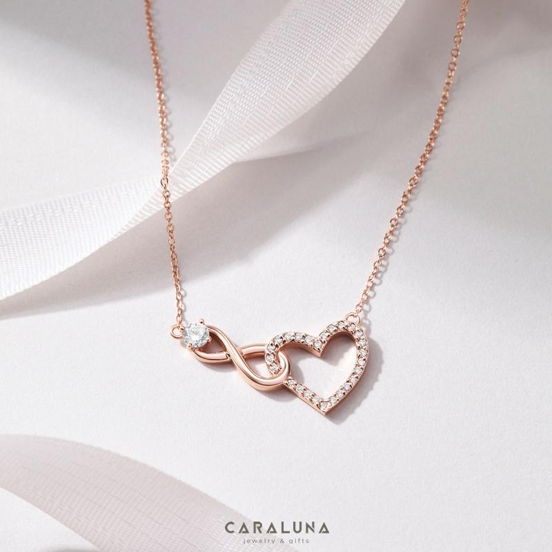 Dây Chuyền Bạc 925 Trái Tim Vô Cực Đính Đá Tình Yêu Vĩnh Cửu